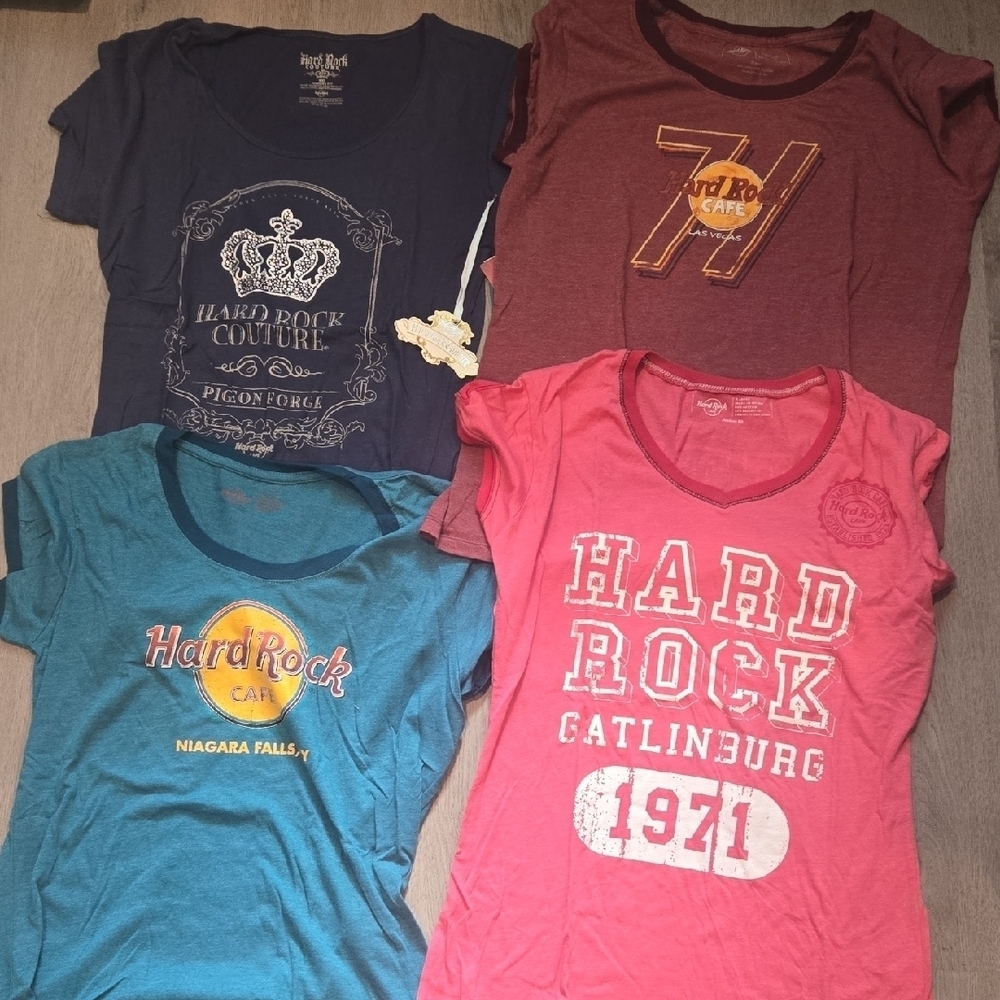 Hard Rock Cafe Graphic T-Shirts - Red, Blue, Purple